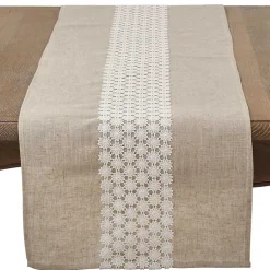 Kirklands Home Table Linens|Natural Daisy Lace Linen Table Runner
