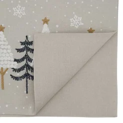 Kirklands Home Table Linens|Natural Embroidered Christmas Trees Table Runner