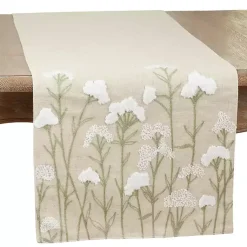Kirklands Home Table Linens|Natural Embroidered Floral Table Runner