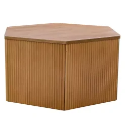 Kirklands Home Coffee Tables|Natural Fluted Hexagon Coffee Table Tan