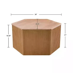 Kirklands Home Coffee Tables|Natural Fluted Hexagon Coffee Table Tan