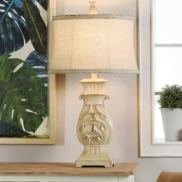 Kirklands Home Table Lamps|Natural French Country Table Lamp White