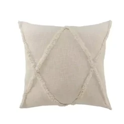 Sale Natural Fringe Diamond Pillow, 26 in. Pillows