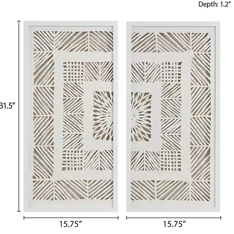 Kirklands Home Framed Art|Natural Geometric Rice Paper Framed Art, Set of 2 Tan