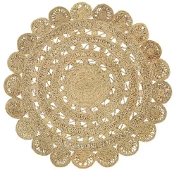 Kirklands Home Area Rugs|Natural Golden Sunshine Circular Area Rug, 4x4 Tan