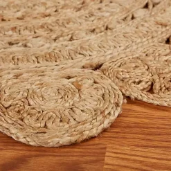 Kirklands Home Area Rugs|Natural Golden Sunshine Circular Area Rug, 4x4 Tan