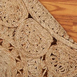 Kirklands Home Area Rugs|Natural Golden Sunshine Circular Area Rug, 4x4 Tan