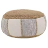 New Natural Gray and White Striped Jute Pouf Poufs & Floor Cushions