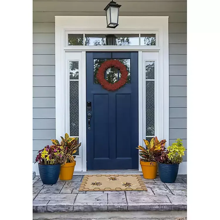 Kirklands Home Outdoor Rugs|Natural Honeycomb & Bees Outdoor Accent Rug