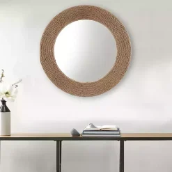 Kirklands Home Decorative Mirrors|Natural Jute Round Wall Mirror