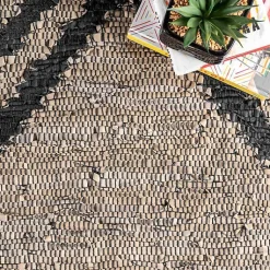 Kirklands Home Area Rugs|Natural Leather Flatweave ZigZag Area Rug, 8x10