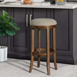 Kirklands Home Bar Stools & Counter Height Stools|Natural Linen and Wood Bar Stool Tan