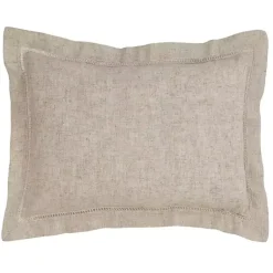 New Natural Linen Down Hemstitched Lumbar Pillow Pillows