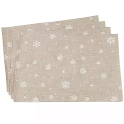 Kirklands Home Table Linens|Natural Linen Snowflake Placemats, Set of 4