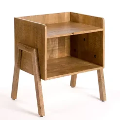 Kirklands Home Accent & End Tables|Natural Mango Wood Cubby Side Table Brown