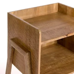 Kirklands Home Accent & End Tables|Natural Mango Wood Cubby Side Table Brown