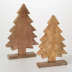 Outlet Natural Mango Wood 2-pc. Tree Figurine Set, 16 in. Christmas Decorations