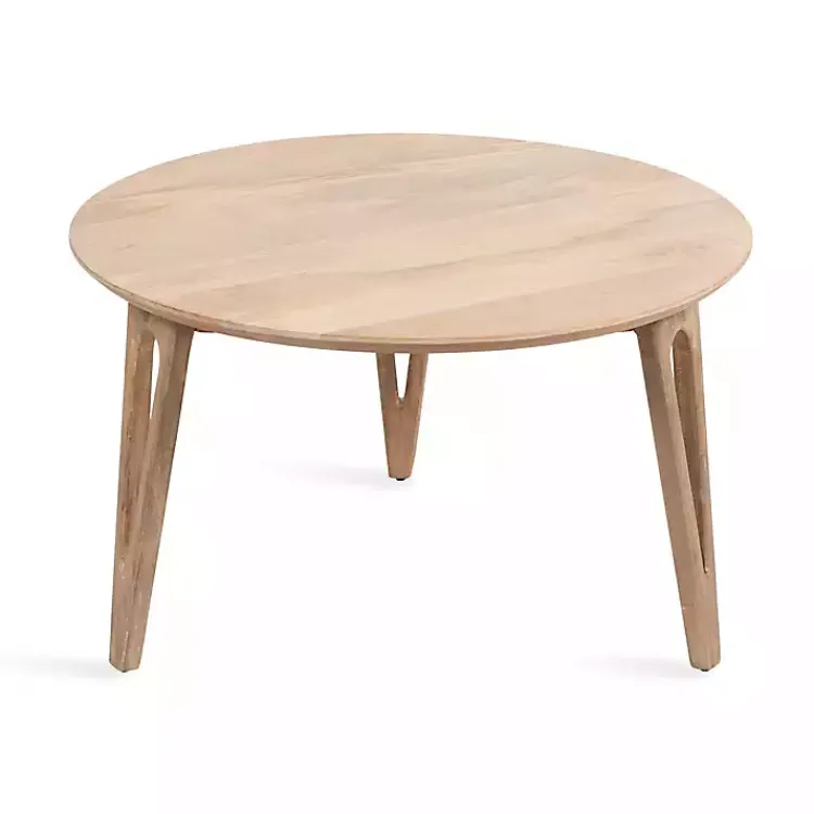 Kirklands Home Coffee Tables|Natural Mango Wood Round Kershaw Coffee Table Tan