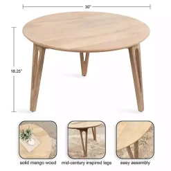 Kirklands Home Coffee Tables|Natural Mango Wood Round Kershaw Coffee Table Tan