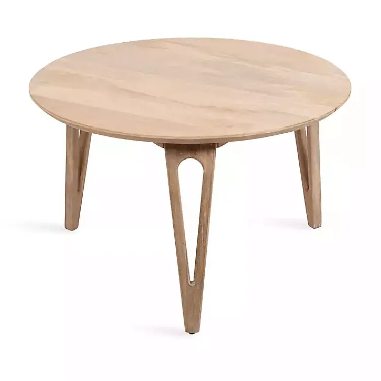 Kirklands Home Coffee Tables|Natural Mango Wood Round Kershaw Coffee Table Tan