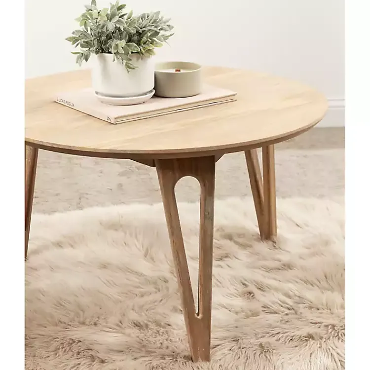 Kirklands Home Coffee Tables|Natural Mango Wood Round Kershaw Coffee Table Tan