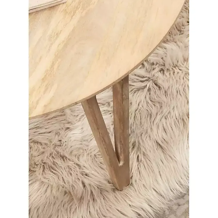 Kirklands Home Coffee Tables|Natural Mango Wood Round Kershaw Coffee Table Tan