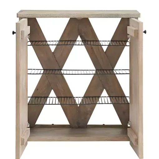 Kirklands Home Entryway Furniture|Natural Mango Wood Shoe Cubbie