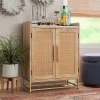 Kirklands Home Cabinets & Sideboards|Natural Marble Rattan Front Bar Cabinet