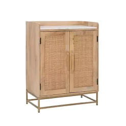 Kirklands Home Cabinets & Sideboards|Natural Marble Rattan Front Bar Cabinet