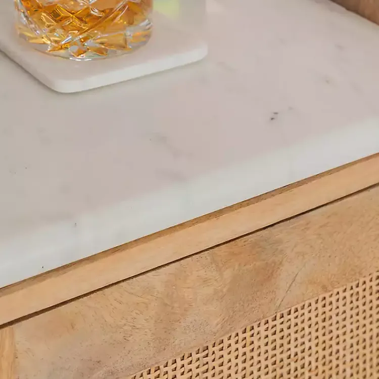 Kirklands Home Cabinets & Sideboards|Natural Marble Rattan Front Bar Cabinet