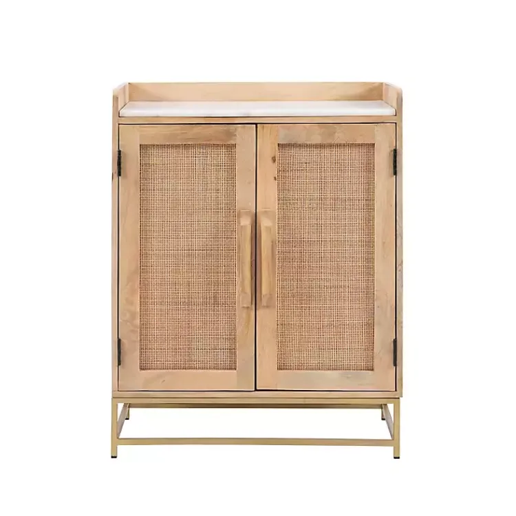Kirklands Home Cabinets & Sideboards|Natural Marble Rattan Front Bar Cabinet