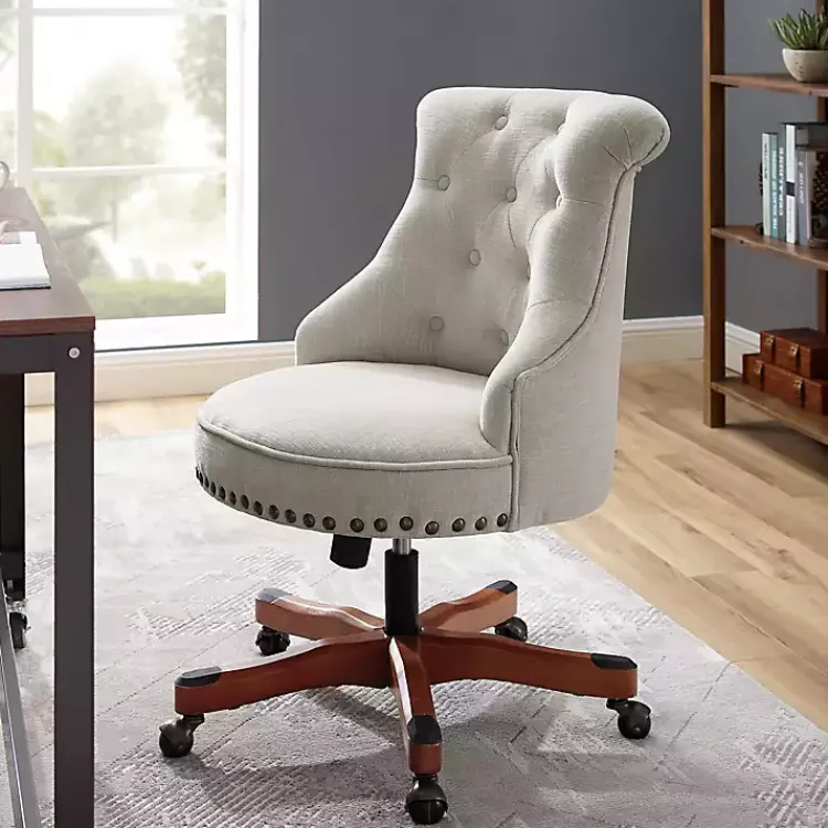 Kirklands Home Office Furniture|Natural Miller Tufted Office Chair Tan