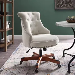 Kirklands Home Office Furniture|Natural Miller Tufted Office Chair Tan