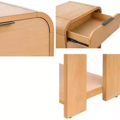 Kirklands Home Nightstands|Natural Modern Curve Nightsd Tan