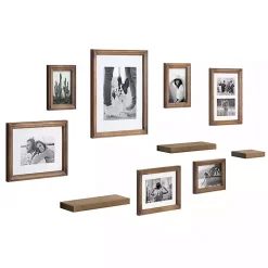 Kirklands Home Gallery Wall Frames|Natural 10-pc. Gallery Wall Frame and Shelf Set Brown