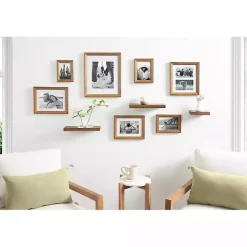 Kirklands Home Gallery Wall Frames|Natural 10-pc. Gallery Wall Frame and Shelf Set Brown