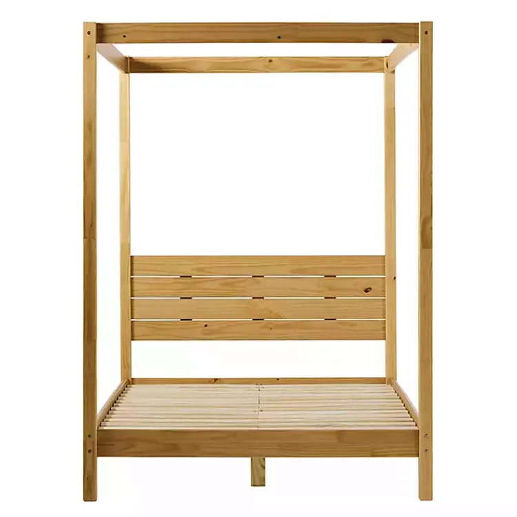 Kirklands Home Beds & Headboards|Natural Pine Canopy Full Bed Tan