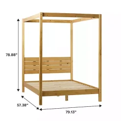 Kirklands Home Beds & Headboards|Natural Pine Canopy Full Bed Tan