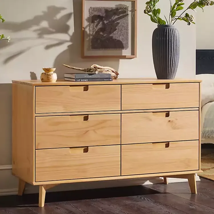 Kirklands Home Dressers & Chests|Natural Pine 6-Drawer Dresser Tan