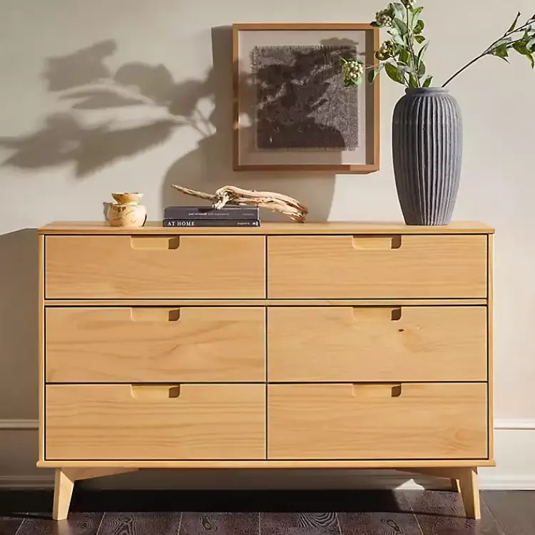 Kirklands Home Dressers & Chests|Natural Pine 6-Drawer Dresser Tan