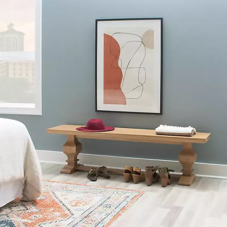 Kirklands Home Benches & Ottomans|Natural Pine Wood Knotted Column Bench Tan