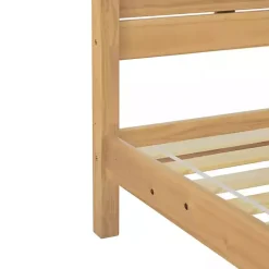 Kirklands Home Beds & Headboards|Natural Pine Wood Slatted Headboard Queen Bed Tan