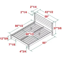 Kirklands Home Beds & Headboards|Natural Pine Wood Slatted Headboard Queen Bed Tan