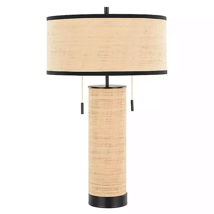 Kirklands Home Table Lamps|Natural Rattan and Black Metal Table Lamp