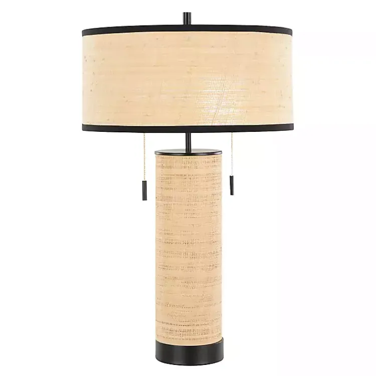 Kirklands Home Table Lamps|Natural Rattan and Black Metal Table Lamp