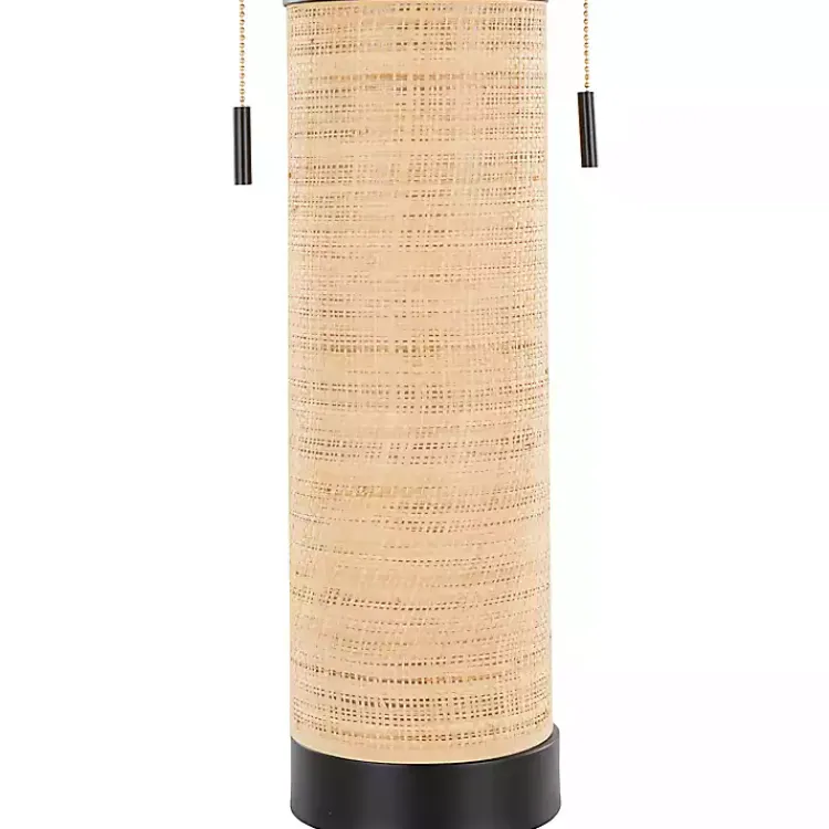 Kirklands Home Table Lamps|Natural Rattan and Black Metal Table Lamp