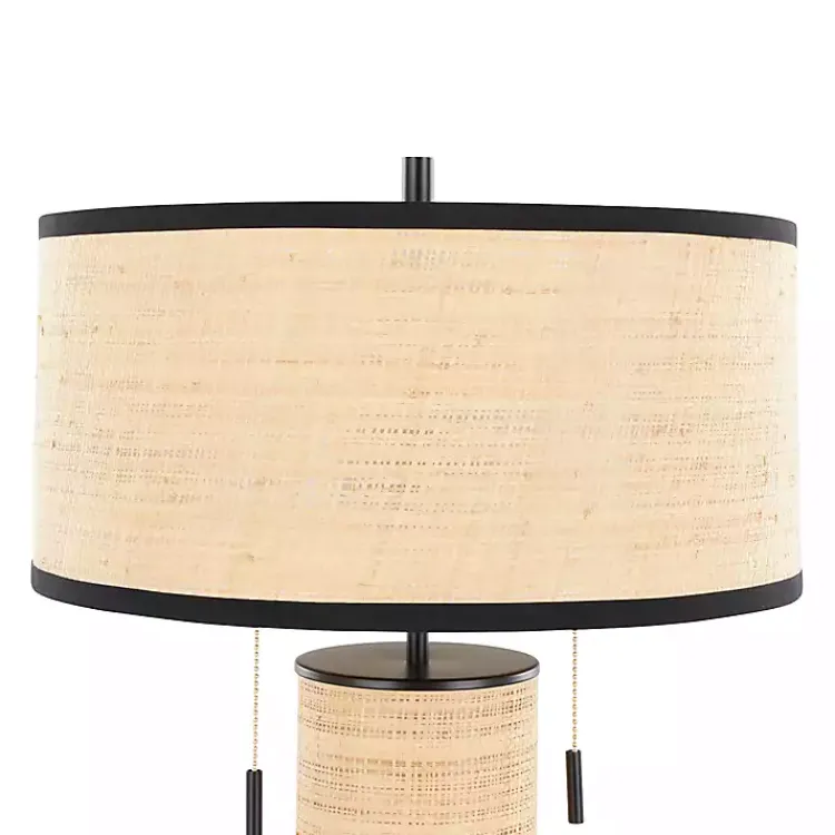 Kirklands Home Table Lamps|Natural Rattan and Black Metal Table Lamp