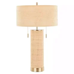 Kirklands Home Table Lamps|Natural Rattan and Gold Metal Table Lamp