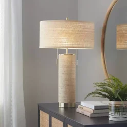 Kirklands Home Table Lamps|Natural Rattan and Gold Metal Table Lamp