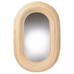 Kirklands Home Decorative Mirrors|Natural Rattan Boho Oval Wall Mirror